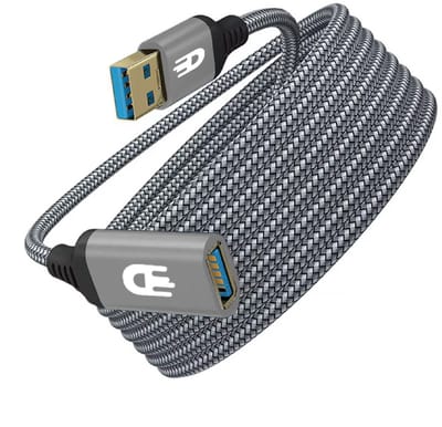 Drivv. Premium USB Verlengkabel 3.0 - Mannelijk naar Vrouwelijk - USB Data Kabel - Snelle Overdracht - 5Gbps - Nylon - 1 Meter - Grijs