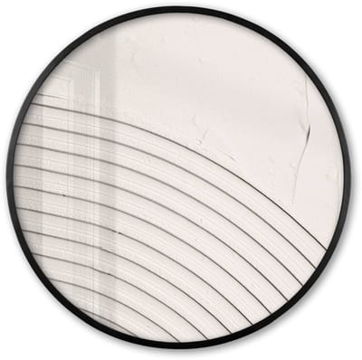 Poster in lijst Rond - Fotolijst 60x60 cm - Posters - Kunst - Wit - Lijnen - Abstract - Ronde posterlijst zwart - Decoratie - Wanddecoratie woonkamer - Muurdecoratie slaapkamer
