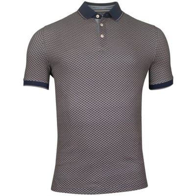 Baileys Polo Allover Open Squares Pattern Piqué Donker Beige / male