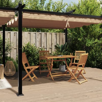 vidaXL - Prieel - met - uittrekbaar - dak - 3x6 - m - aluminium - taupe