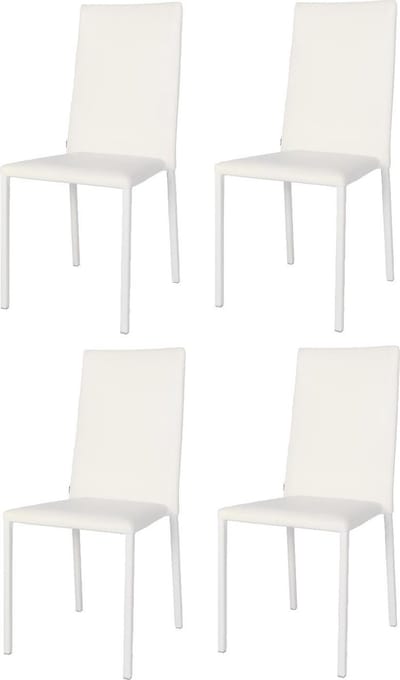 Tommychairs Julia - Eetkamerstoelen - Set van 4 - Wit - Kunstleer & Metaal