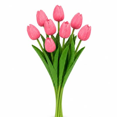 Purepeak Nep Tulpen Boeket 8 Stuks - Kunstbloemen - Nepbloemen voor Binnen en Buiten - Roze