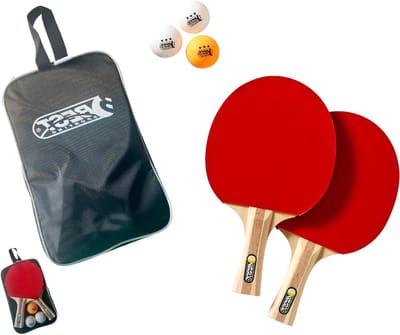 Tafeltennisset - Pingpong set - Sport en spel - 7-voudig verlijmd hout - 2 batjes 3 ballen - Oranje