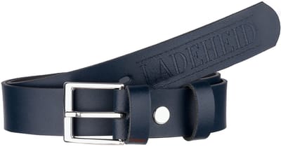 Ladeheid Kinderriem – Riem - Jongens - Broekriem - Verstelbaar - Leer – Marineblauw-1/Logo-2 – 75 cm LA-EL-KIDS