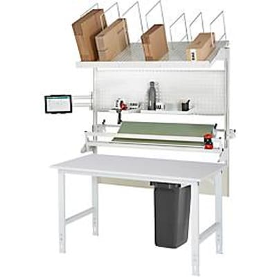 Rau verpakkingstafelsysteem 06 Werktafel serie Tom, B 1500 x D 1000 x H 760-1080 mm, melamine blad, tot 500 kg