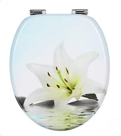 Namajunas - WC-brillen - Wc bril softclose - Toilet bril - Universele vorm WC Bril - MDF hout - Antibacterieel - Lelie Water Effect - Met Deksel - RVS Bevestiging - Easy Clean - Snelle montage en demontage - Inclusief Bevestigingsmateriaal