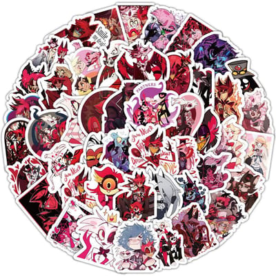 100 Stuks Anime Hazbin El Waterdichte Graffiti Stickers Voor Helm Fiets Hand Account Pennenbakje Decals Lanlanstickersworld black