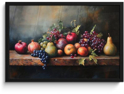 Poster in lijst - Fotolijst 60x40 cm - Posters - Rustiek - Stilleven - Fruit - Posterlijst zwart - Decoratie - Wanddecoratie woonkamer - Muurdecoratie slaapkamer