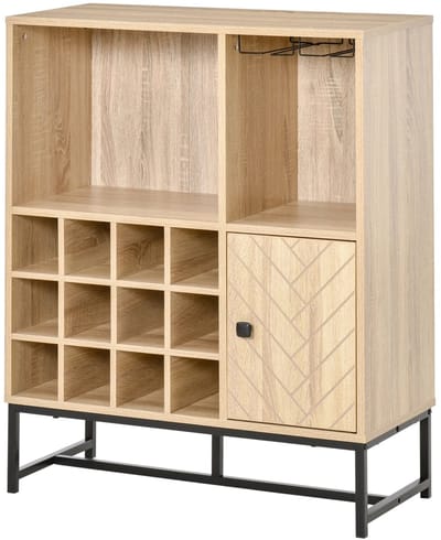 Delightness Keuken Dressoir - Opbergkast - Wijnrek - Wijnkast - Voor 12 Wijnflessen - Servieskast - Buffetkast - Binnen - Hout