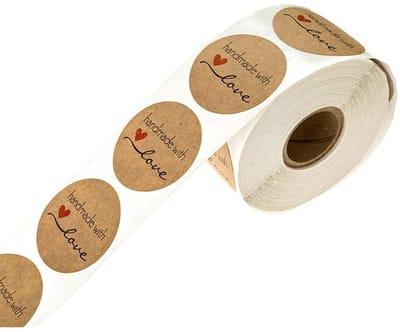 Dailygoods - Zelfklevende Kraftpapier Etiketten 500 Stuks Handgemaakt met Liefde - Cadeaulabel voor Bruiloften, Feesten, Vakanties en Huisdecoratie