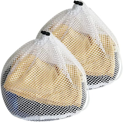 Draagbare Waszak van Dun Mesh met Trekkoord voor Kleding, Beddengoed en Gordijnen - Ideaal voor de Wasmachine