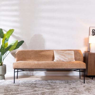 Bronx71® Eetkamerbank Momo chenille peach 185 cm - eettafelbank - eetbank