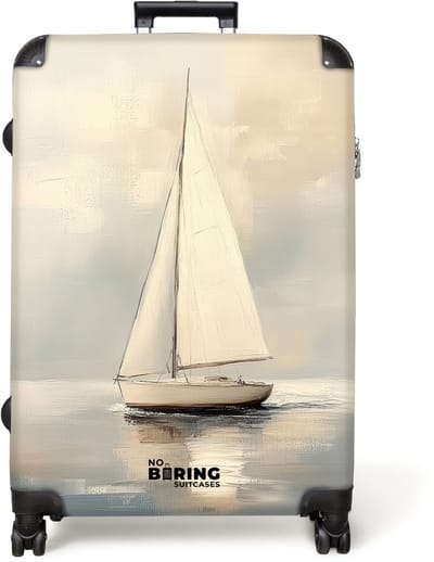 NoBoringSuitcases.com® - Koffer groot - Reiskoffer lichtgewicht - Zeilboot op open water - Rolkoffer met 4 wielen - Grote trolley XL - 98 liter bagage