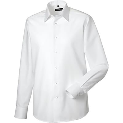 Russell Collectie Heren Lange Mouw Easy Care op maat gemaakt Oxford Shirt (Wit)
