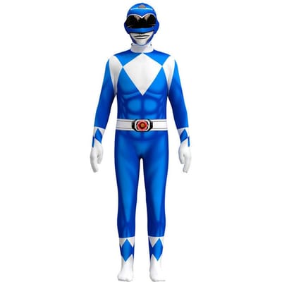 Costume Samouraï Sentai Shinkenger pour Enfant Adulte Combinaison Cosplay Super-héros Halloween Fête d'Anniversaire Combinaison Zentai 110cm bleu
