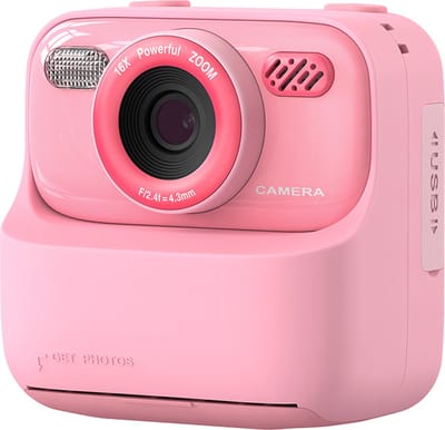 Kiraal 3-in-1 Digitale Kindercamera - Instant Print & Selfie - Inclusief 3 Fotorollen & 32GB SD Kaart - Vlog- en Speelcamera met Games - Camera - Met Nederlandse Handleiding - Roze