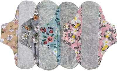 Herbruikbaar Maandverband - Wasbare Inlegkruisjes - Dagelijkse Hygiëne - Ademend Nachtdoek Materiaal - 4 Stuks Pakket - Blauw Geel Grijs