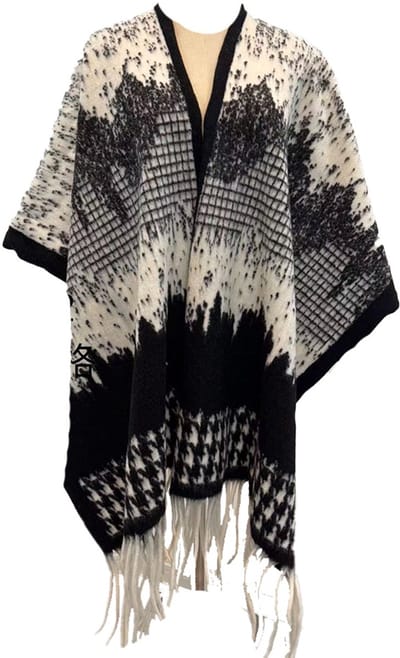 Giuliano winter poncho - Made in italy - Poncho - Zwart pied the poule