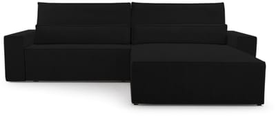 Hoekbank met Slaapfunctie - 297 x 200 x 85 cm - Comfortabele en Stijlvolle Familiebank - DENVER L - Poso 135 Zwart