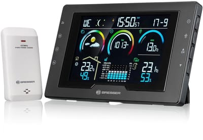 Draadloze Weerstation - Buitensensor Station - Weersvoorspelling Binnen - 5.7 Inch Kleurenscherm - 11.2 x 19 x 2 cm - Zwart