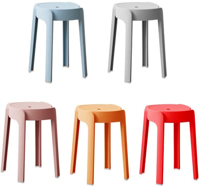 Dailygoods- Kunststof Krukken 5 Stuks - Stapelbaar - Antislip Poten - Robuust - Voor Kinderen/Volwassenen - Geschikt voor Woning/Klaslokaal/Kantoor - Stapelkrukken