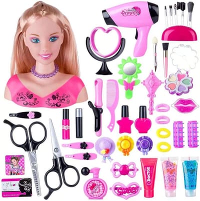 Poppenhoofd voor Kapsels - Make-up Hoofd - Kinderen Spelen - Realistisch Ontwerp - 20.5 x 18.5 x 8.5 cm - Kleurrijk