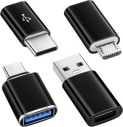 USB-C Adapter Set van 4, USB-C naar USB 3.0 en Micro USB, Compatibel met Laptop, Smartphone en PC