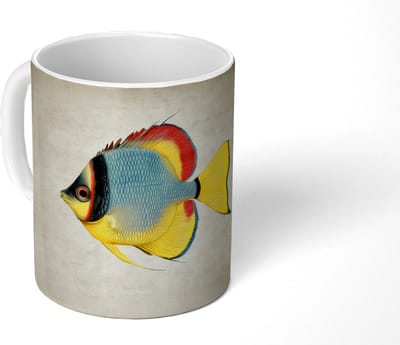 Mok - Koffiemok - Kleurrijk - Vis - Schubben - Illustratie - Mokken - 350 ML - Beker - Koffiemokken - Theemok
