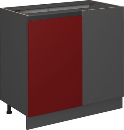 Vicco R-Line Hoekkast – 86 cm J-vorm, zonder werkblad Rood