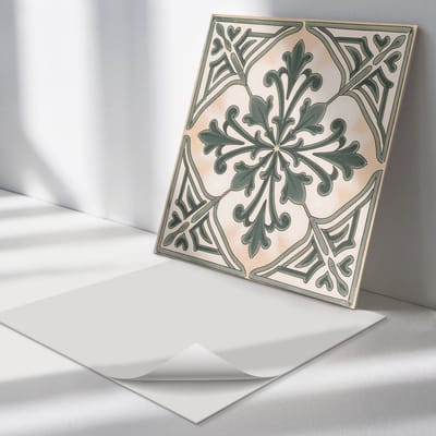 Wallfluent Vinyl Tegels - Plantenpatroon in Een Vierkant Zelfklevende Vinyl Tegels - 30 cm x 30 cm - Groente Vinyl Tegels - Verpakking van 9 stuks - Vierkant PVC Tegels - Texturen Plaktegels - Vinyl Wandtegels - Plaktegels Keuken en Badkamer