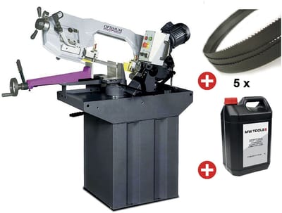 Metaalbandzaag 0-60° zaagcapaciteit rond 225 mm 1,5 kW 230V hoogte zaagblad 27 mm incl. 5 lintzagen 1 bus koelmelk Optisaw S275NV PACK 1