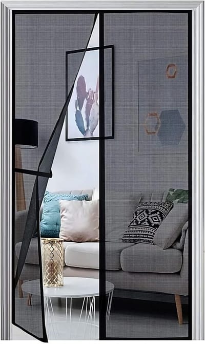 Gitter Balkondeur Magnetisch 85 x 205 cm, Versterkte Vliegenhor voor Terras, Insectenbescherming en Muggennet zonder Boren, Zwart