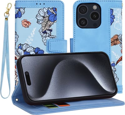 Hoesje geschikt voor Apple iPhone 15 Pro - Techsuit FlipCraft Book Wallet Case met koord - Vibrant Blue