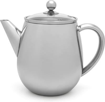 Bredemeijer - Theepot dubbelwandig Eva - 1,1 liter - Glanzend - Met theezeef