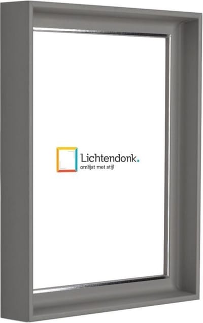 Luxe Fotolijst Grijs met Zilverlijntje - Design - Fotomaat 10x15 - Ontspiegeld Glas - Art.nr. 058-003-004