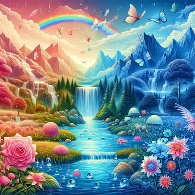 Legpuzzel Natuurlandschap - Puzzel Volwassenen - Ontspanning Thuis - Zonder Rand - 45 x 45 cm - Regenboog