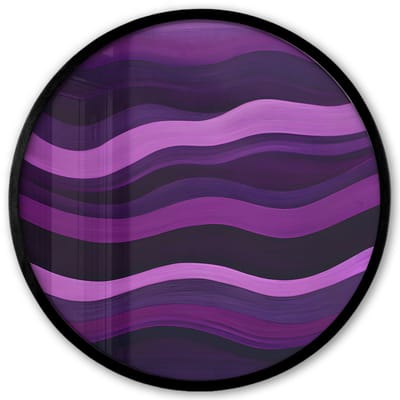 Poster in lijst Rond - Fotolijst 40x40 cm - Posters - Lijnen - Golven - Paars - Abstract - Ronde posterlijst zwart - Decoratie - Wanddecoratie woonkamer - Muurdecoratie slaapkamer