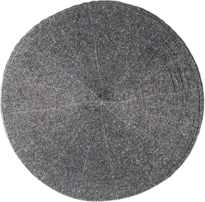 Secret de Gourmet Placemat - rond - kralen - grijs - 35 cm - Onderleggers