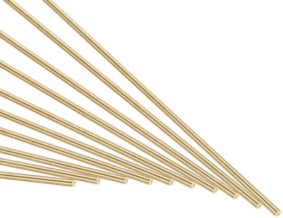 Ronde Messing Stang 1 mm x 300 mm - Solide Metaalstaaf voor Draaibank, Modelbouw en Vliegtuigmodellen - Verpakking van 10 Stuks