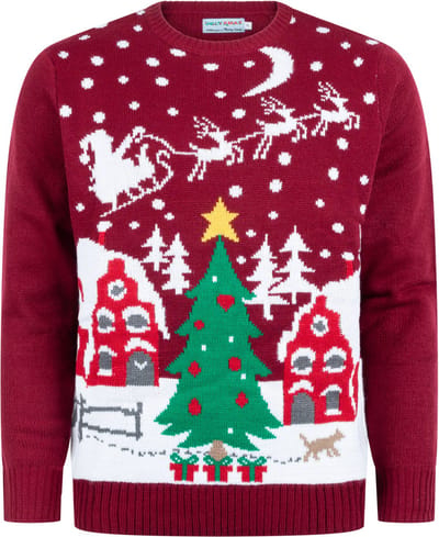 Foute Kersttrui Dames & Heren - Christmas Sweater "Gezellig Kerstlandschap" - Mannen & Vrouwen Maat S