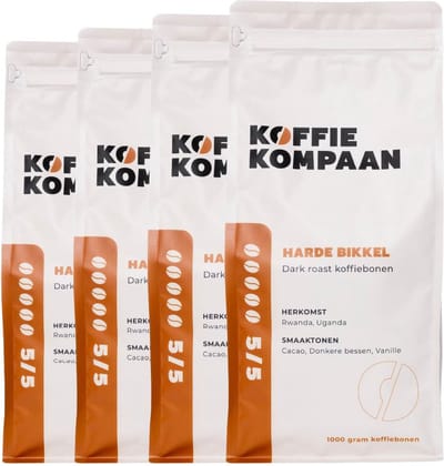 Koffiekompaan Koffiebonen Harde Bikkel Voordeeldoos 4x1kg