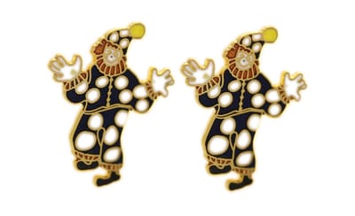 Behave - Oorringen dames - clownmotief - zwart en wit - 3 cm