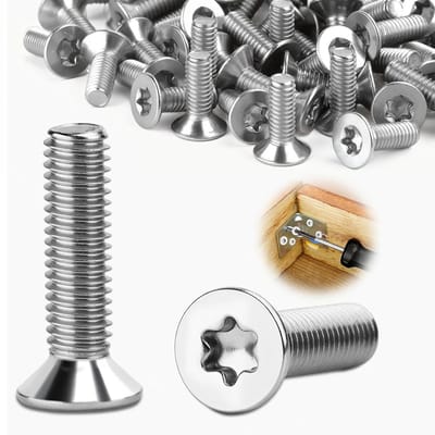 Pack van 120 verzonken schroeven M3 x 12 mm, RVS 304, Torx en zeskant schroeven voor hout en meubels