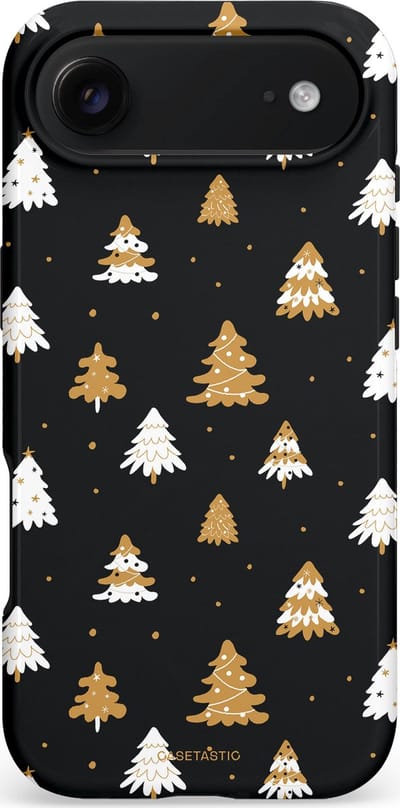 Casetastic hoesje geschikt voor Apple iPhone Air - MagSafe - Dubbellaagse bescherming - Happy Chistmas Kerstbomen - Fashion Case - Zwart