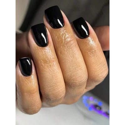 Korte Zwarte Vierkante Press-On Nagels Met Klassiek Frans Stijl Volledige Dekking Ontwerp Om Uw Look Te Verbeteren, Geschikt Voor Feesten, Dates En Dagelijks Gebruik Nagels zwart