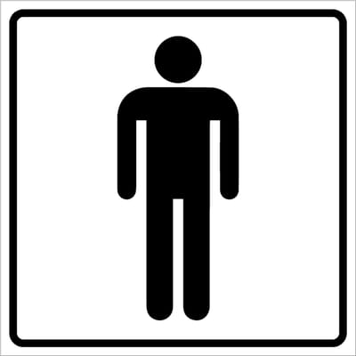 Toilet heren sticker, wit 400 x 400 mm