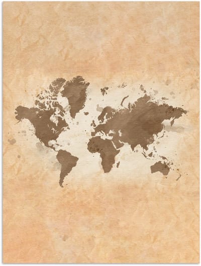 Poster 120x160 cm - Wereldkaart - Beige - Bruin - Posters - Kamer decoratie - Wanddecoratie woonkamer - Muurdecoratie slaapkamer XXL