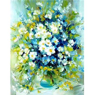 DIY 5D volledige diamant schilderij kruissteek tafel en bloemen diamant borduurwerk handwerken 20X30CM blue