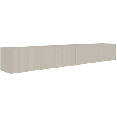 Selsey Veldio – Hangend TV-meubel met geribbelde fronten, 200 cm, grijsbeige