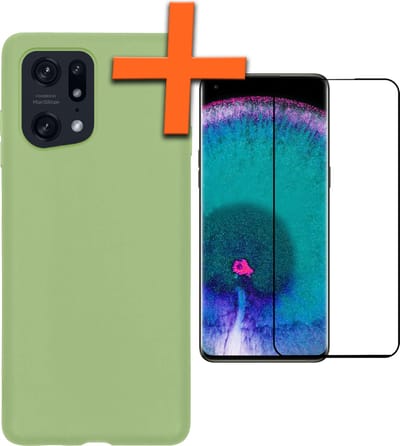 Hoes - Met Screenprotector - Geschikt voor OPPO Find X5 - Sterk & Shockproof - Back Cover - Siliconen Case - Telefoon Hoes - Groen